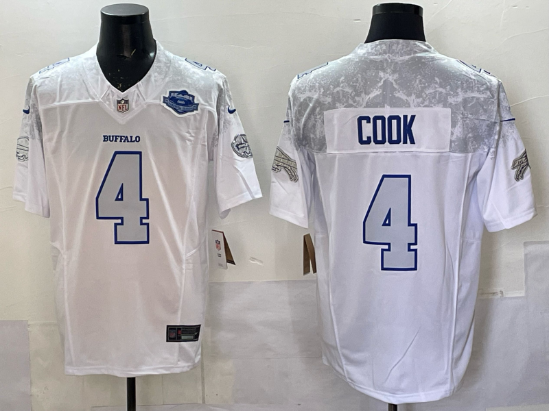 Men Buffalo Bills #4 Cook Nike White 2025 Rivalries Collection Limited NFL Jersey 004->buffalo bills->NFL Jersey
